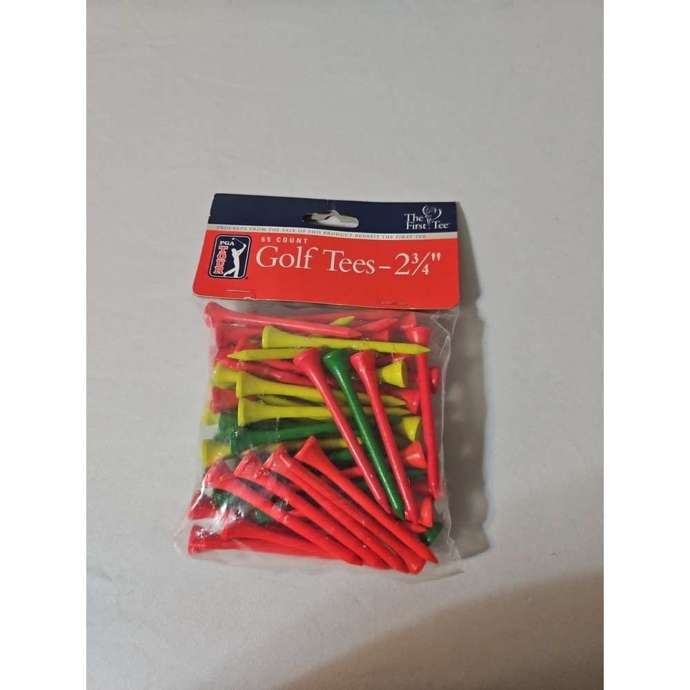 NEW PGA Tour Course Essentials Fluorescent Multicolor Tees 2 3/4"  70mm-65 Count